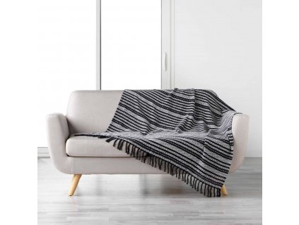 Bavlněná deka s třásnemi TISSIA, 125 x 150 cm, černá