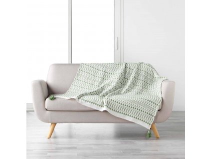 Bavlněná deka s třásnemi TISSIA, 125 x 150 cm, zelená
