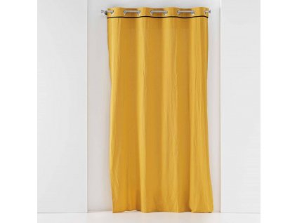 Závěs s kovovými kroužky LINETTE, bavlna, 135 x 240 cm, žlutý