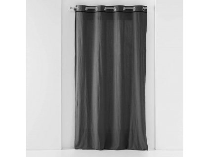 Závěs s kovovými kroužky LINETTE, bavlna, 135 x 240 cm, antracitový