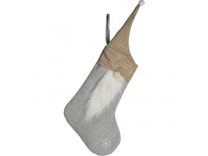 Vánoční ponožka na malé dárky, 26 x 40 cm, šedá