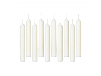 Úzké svíčky, bílé, sada 10 ks