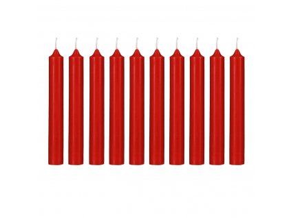 Úzké svíčky, červené, sada 10 ks