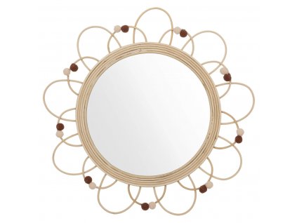 Dekorativní zrcadlo CAMPAGNE, ratanový rám, O 38 cm