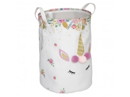 Úložný koš na hračky s bambulemi UNICORN, Ø 35 cm