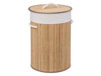 Koš na prádlo BAMBOO, kulatý s víkem, 48L