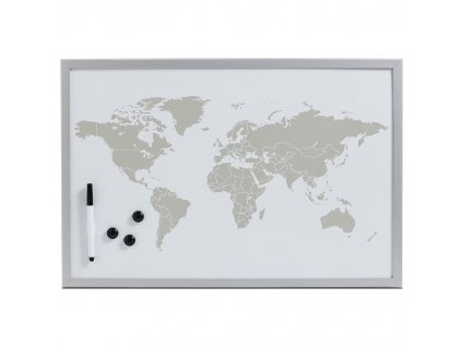 Bílá magnetická tabule World se třemi magnety, 60x40 cm, ZELLER
