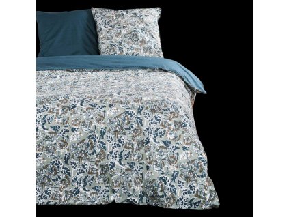 Bavlněné povlečení DECO PATTERN, oboustranná, modrá barva, 220 x 240 cm