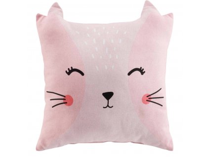 Dekorační polštář s motivem kočky, 40 x 40 cm, růžový