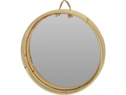 Kulaté zrcadlo s ratanovým rámem, dekorativní, O 30 cm