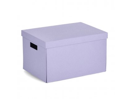 Úložný koš s víkem, recyklovaný karton, 25 x 35 x 20 cm, fialový