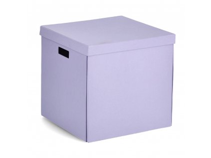 Úložný koš s víkem, recyklovaný karton, 33,5 x 33 x 32 cm, fialový