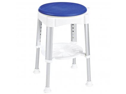 Sprchová stolička, otočný sedák, výška 41,5-59 cm, bílá