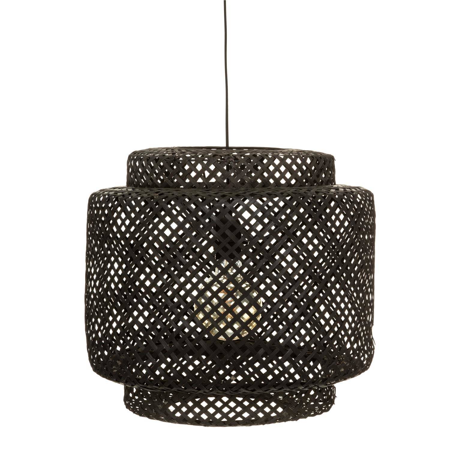 Atmosphera Závěsná lampa LIBY s ažurovým stínidlem z bambusu, Ø 40 cm černá