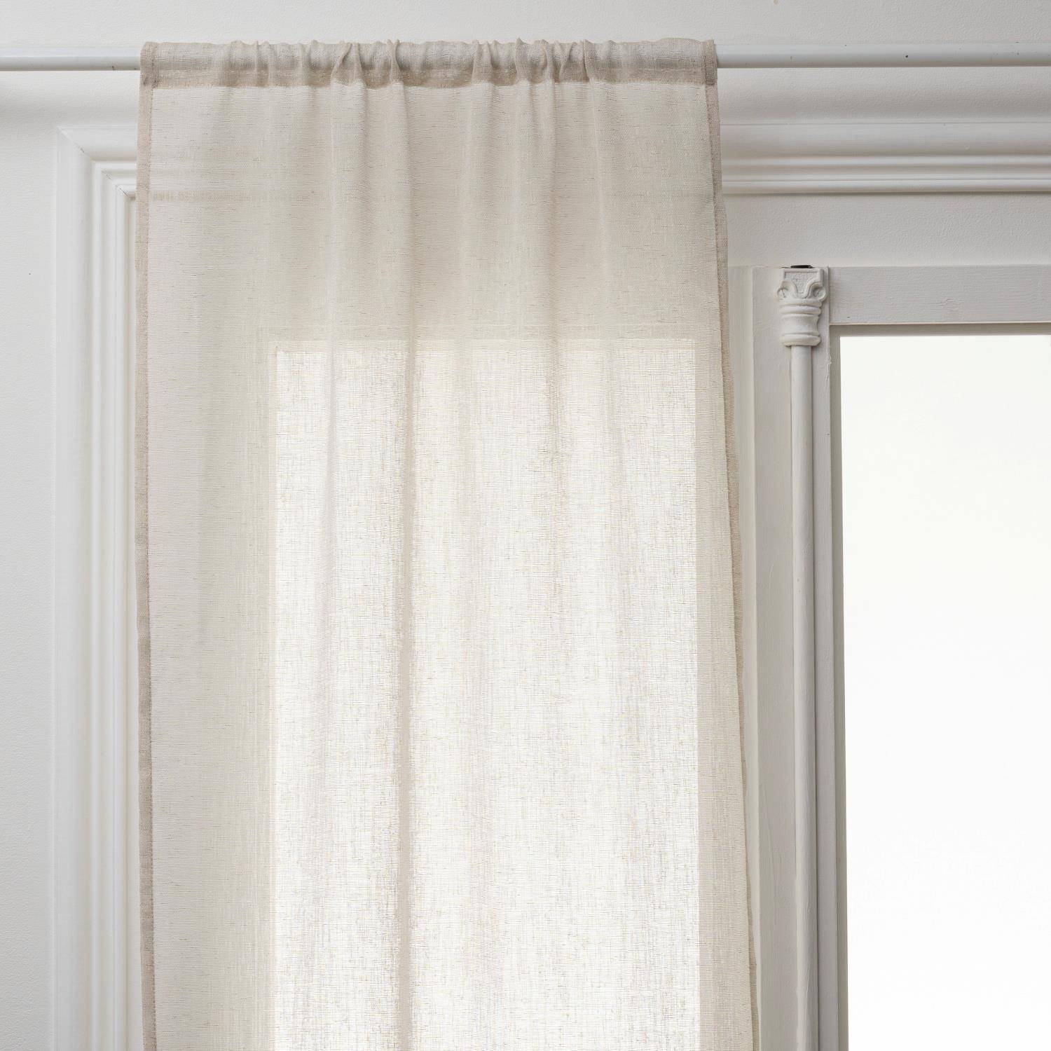 Atmosphera Záclony do kuchyně krátké, lněný efekt, 100% polyester, 2 kusy, 60 x 120 cm bílý