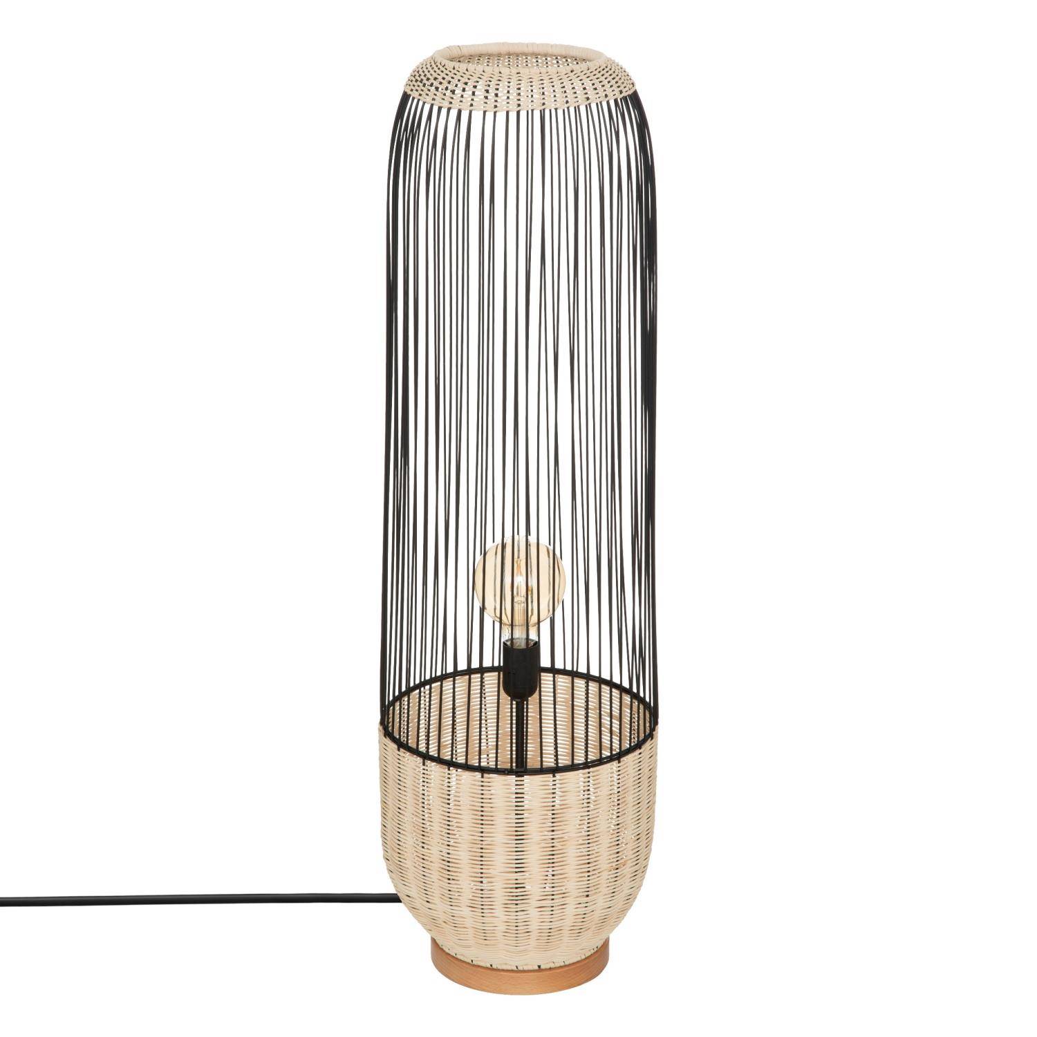 Atmosphera Stojící lampa boho Anea, ratan a kov, výška 95 cm béžová