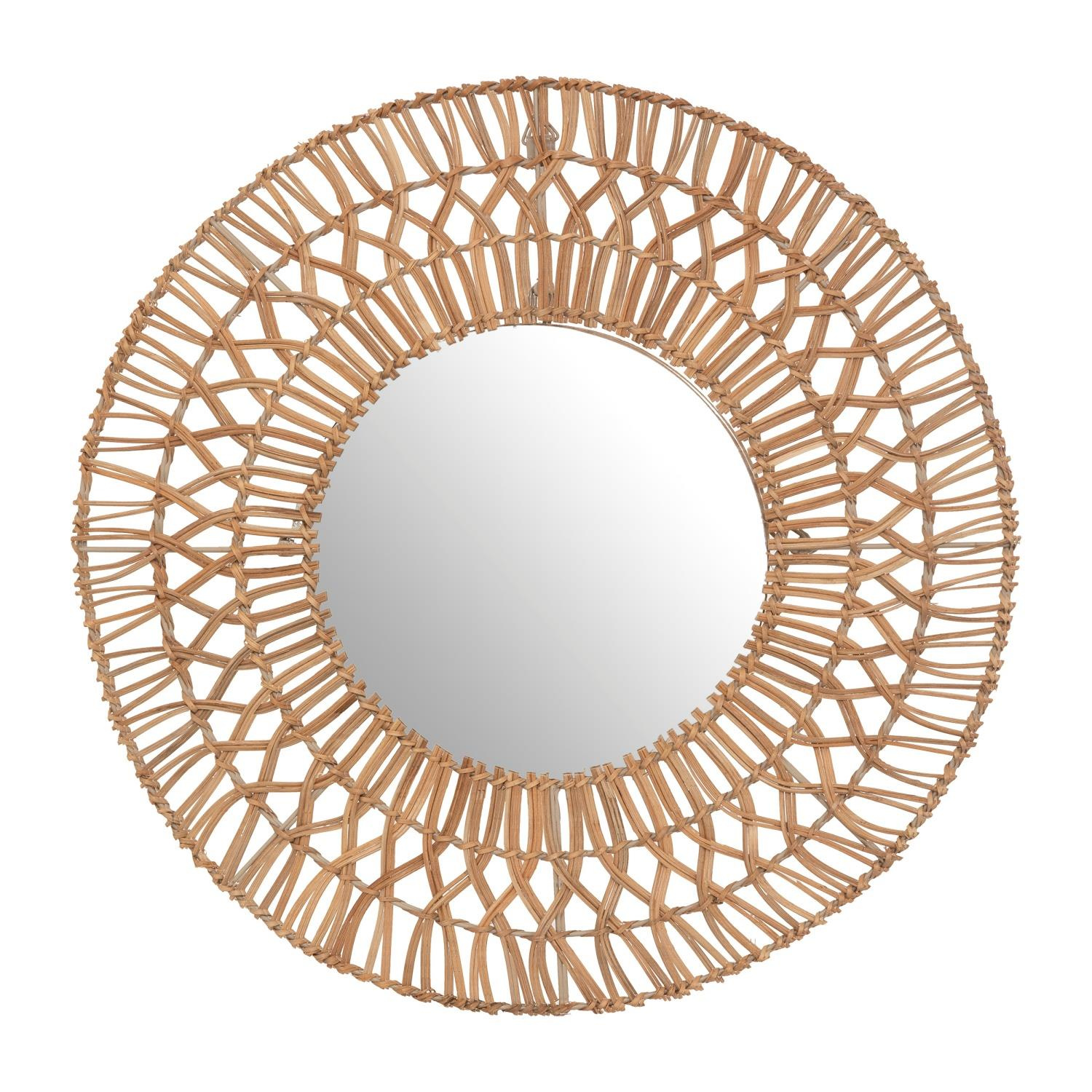 Atmosphera Kulaté zrcadlo v ratanovém pleteném rámu Milou, Ø 58 cm béžová 77406