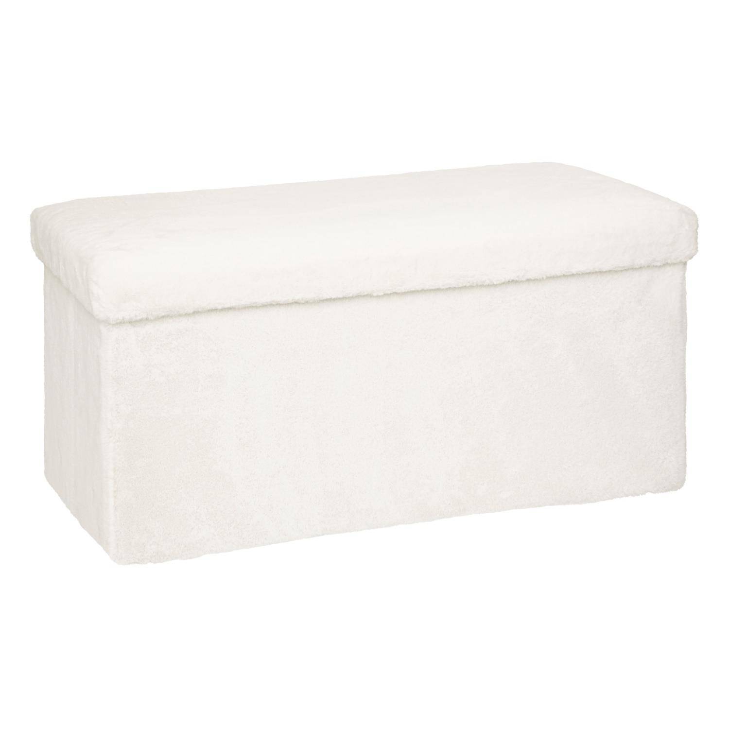 Atmosphera Úložný puf Ezzio, látka s boucle efektem, 78 x 38 x 38 cm bílá