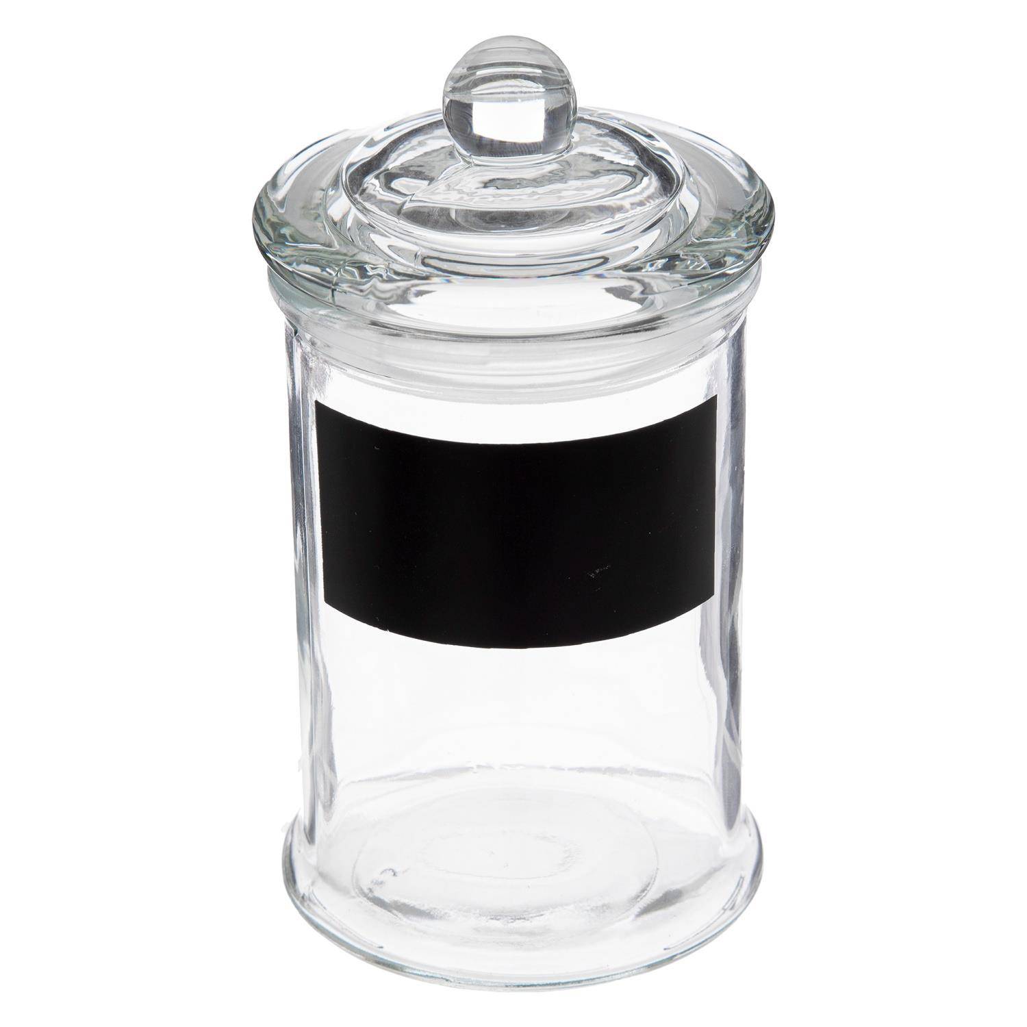 5five Simply Smart Dóza na sušenky s černým štítkem pro zapsání názvu, 120 ml transparentní