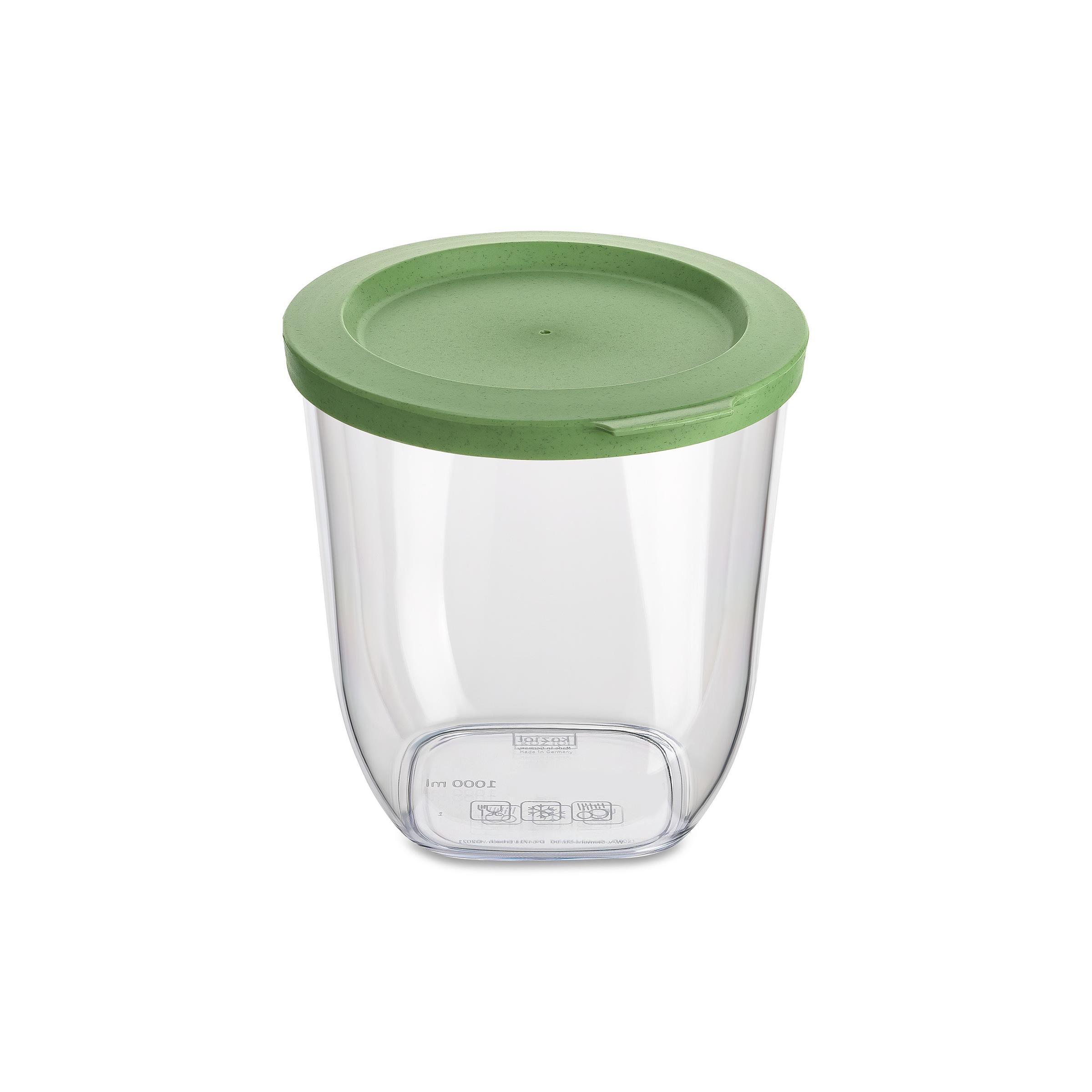 Dóza na sypké potraviny CONNECT, plastová, 1000 ml, zelené víko, KOZIOL zelený