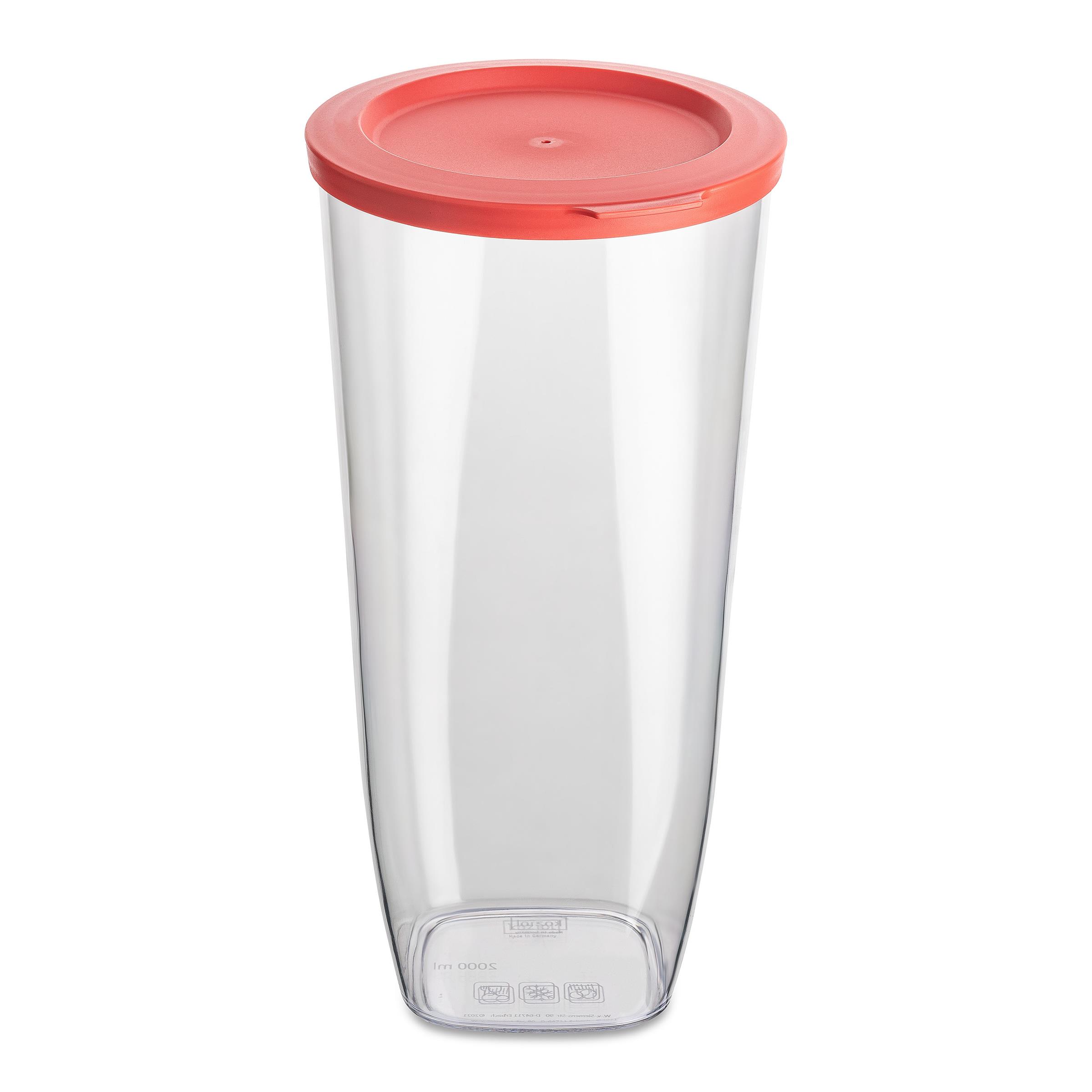 Dóza na sypké potraviny CONNECT, plastová, 2000 ml, korálové víko, KOZIOL červená