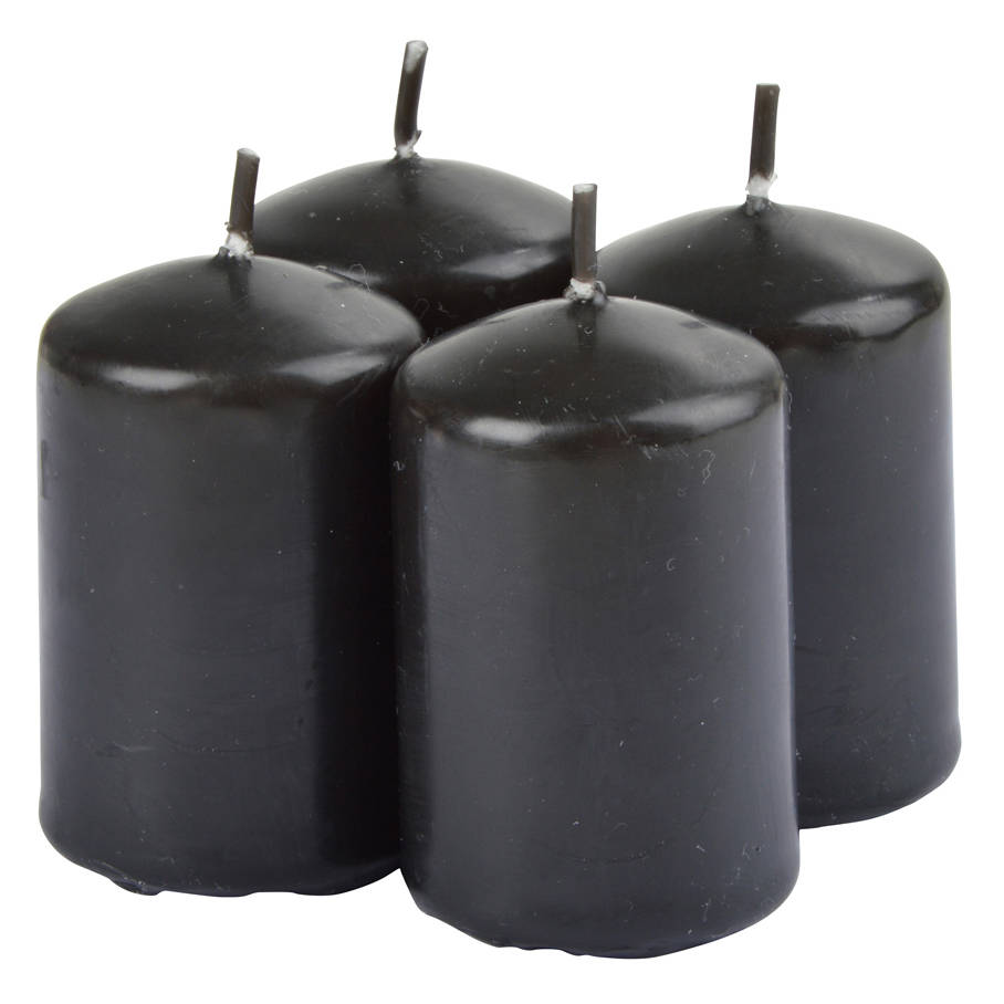 Homea Sada vonných svíček, 4 kusy, 6 cm, černá barva, santalové dřevo černá