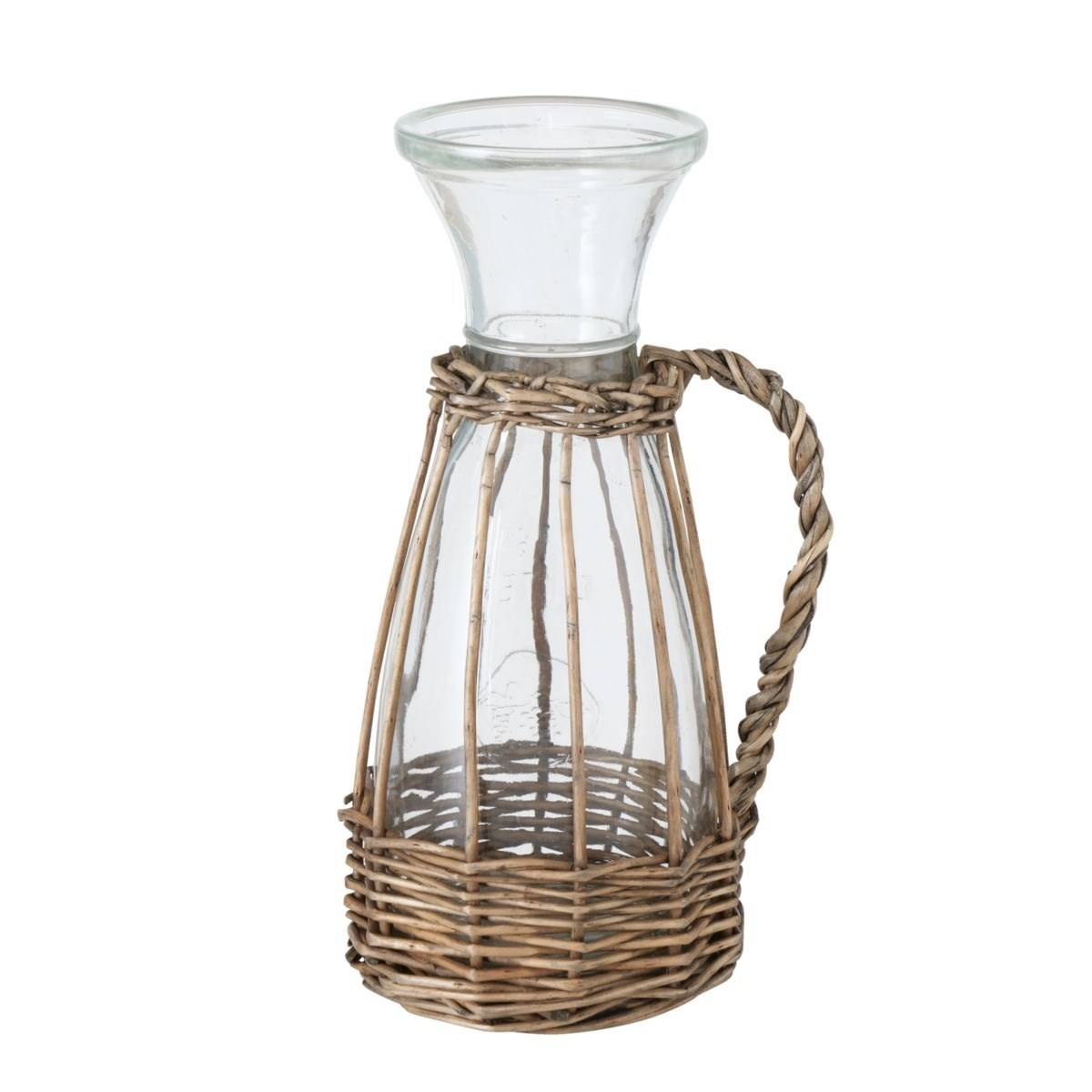 Boltze Home Skleněná karafa Venuto, s proutěným uchem, 500 ml transparentní
