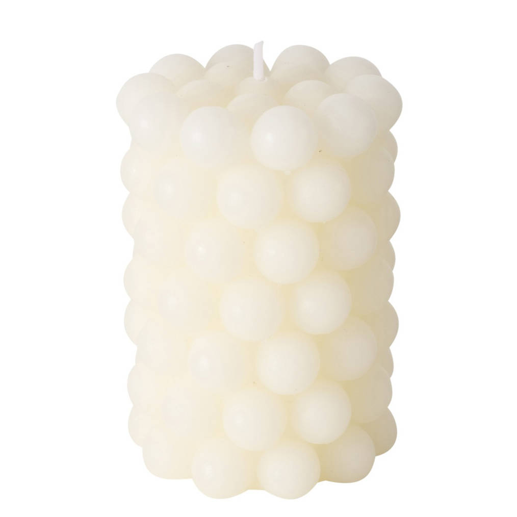 Boltze Home Dekorační svíčka PEARLS, 10 x 7 cm, krémová bílá