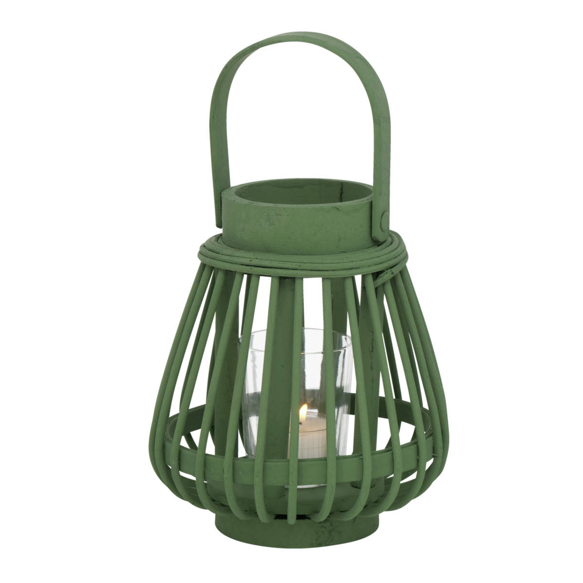 Boltze Home Bambusová lucerna ILVIE, 16 cm, tealight, světle zelená zelená