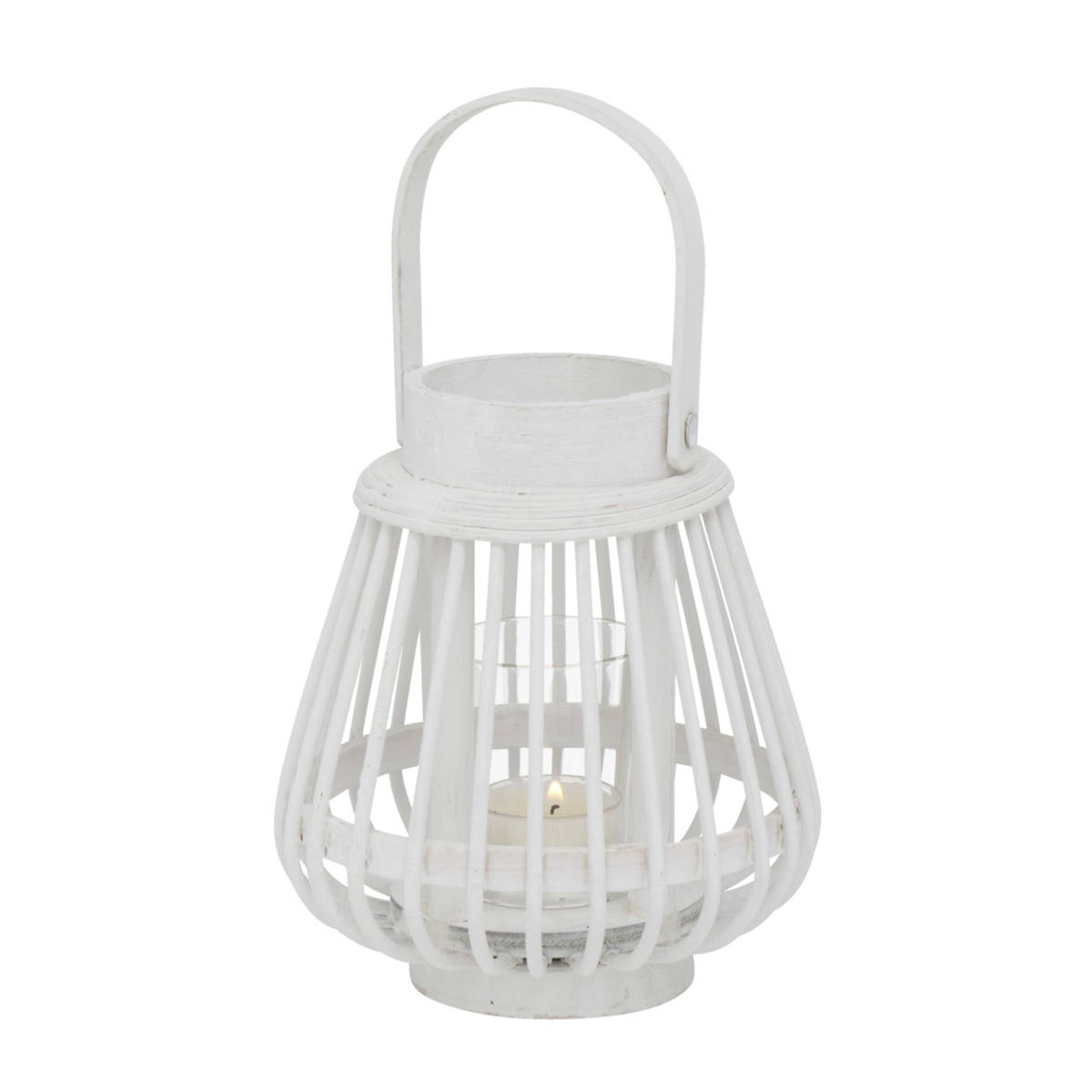 Boltze Home Bambusová lucerna ILVIE ,16 cm, tealight, bílá bílá
