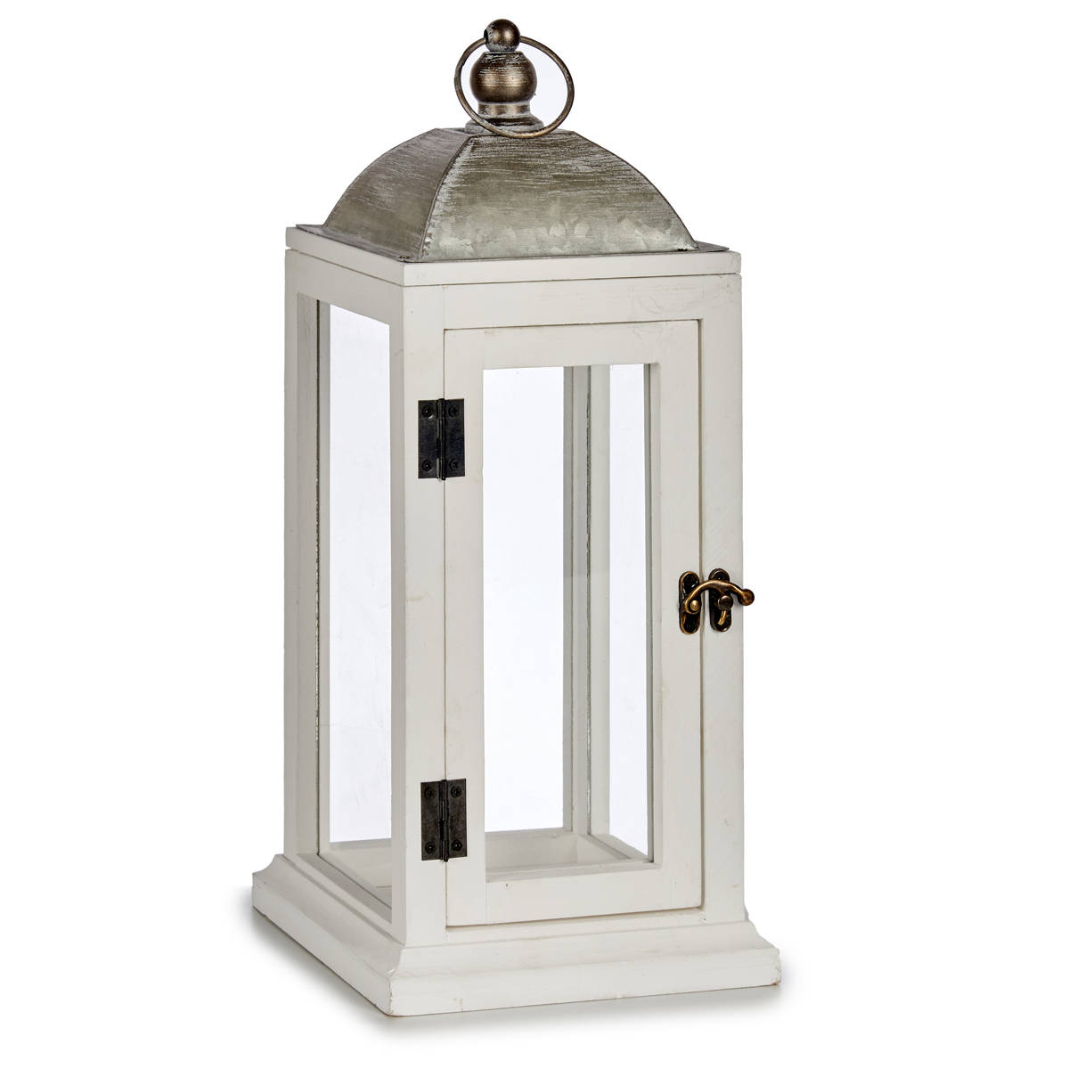 Giftdecor Dřevěná lucerna na svíčku bílá