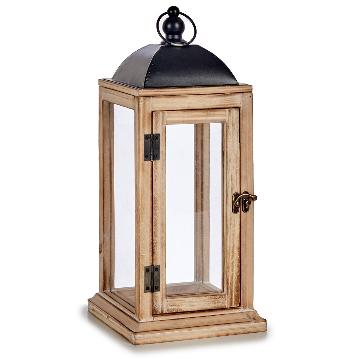 Giftdecor Dřevěná lucerna na svíčku hnědá