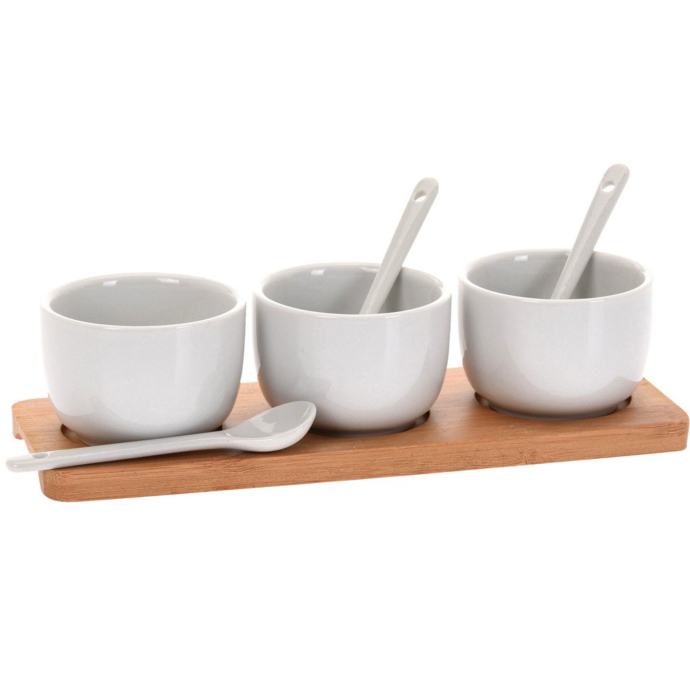 EH Excellent Houseware Tři porcelánové misky pro občerstven, 22 x 8 cm, 4,5 cm 795880010 bílá