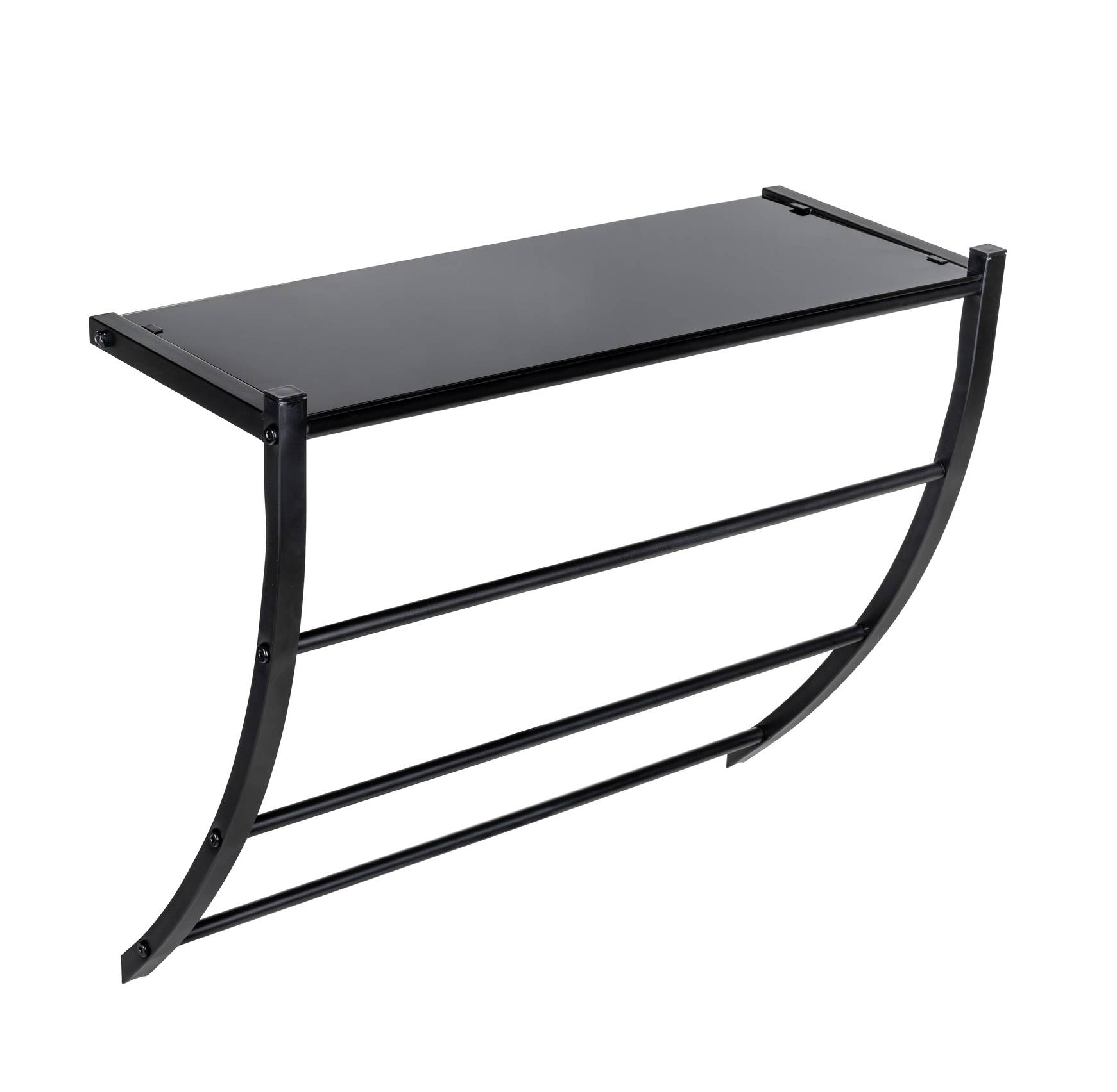 Černý nástěnný věšák ze skleněnou poličkou, TARDERIA, WENKO černá