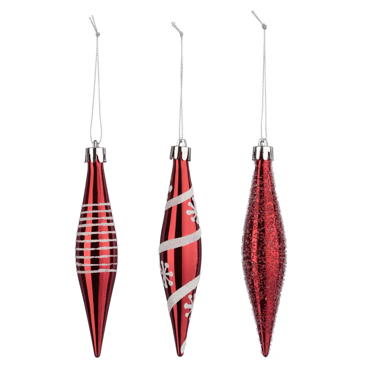 Atmosphera Vánoční ozdoby z umělé hmoty, 3 kusy, červená barva červená