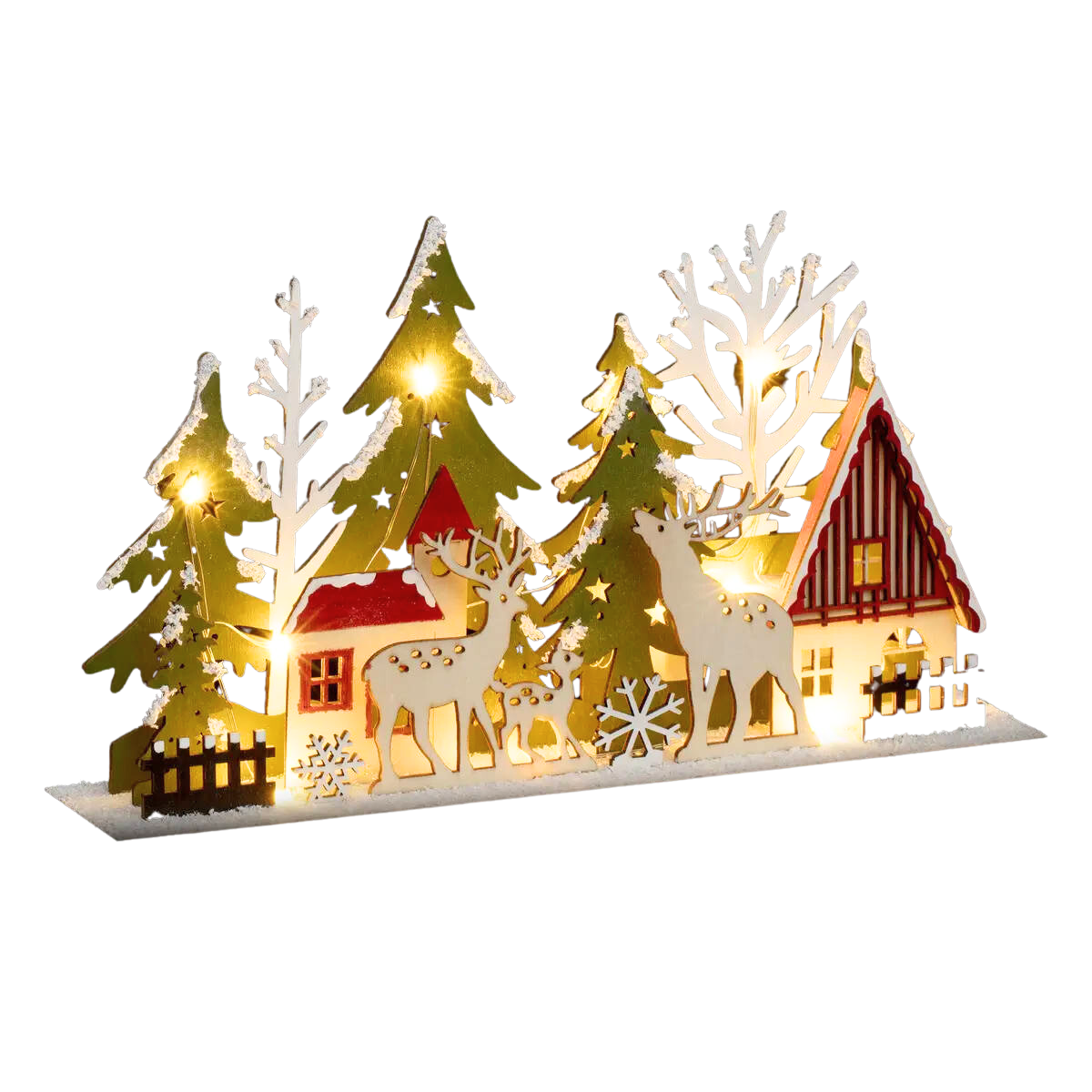 Fééric Lights and Christmas Vánoční vesnička, vánoční scéna z překližky vícebarevná