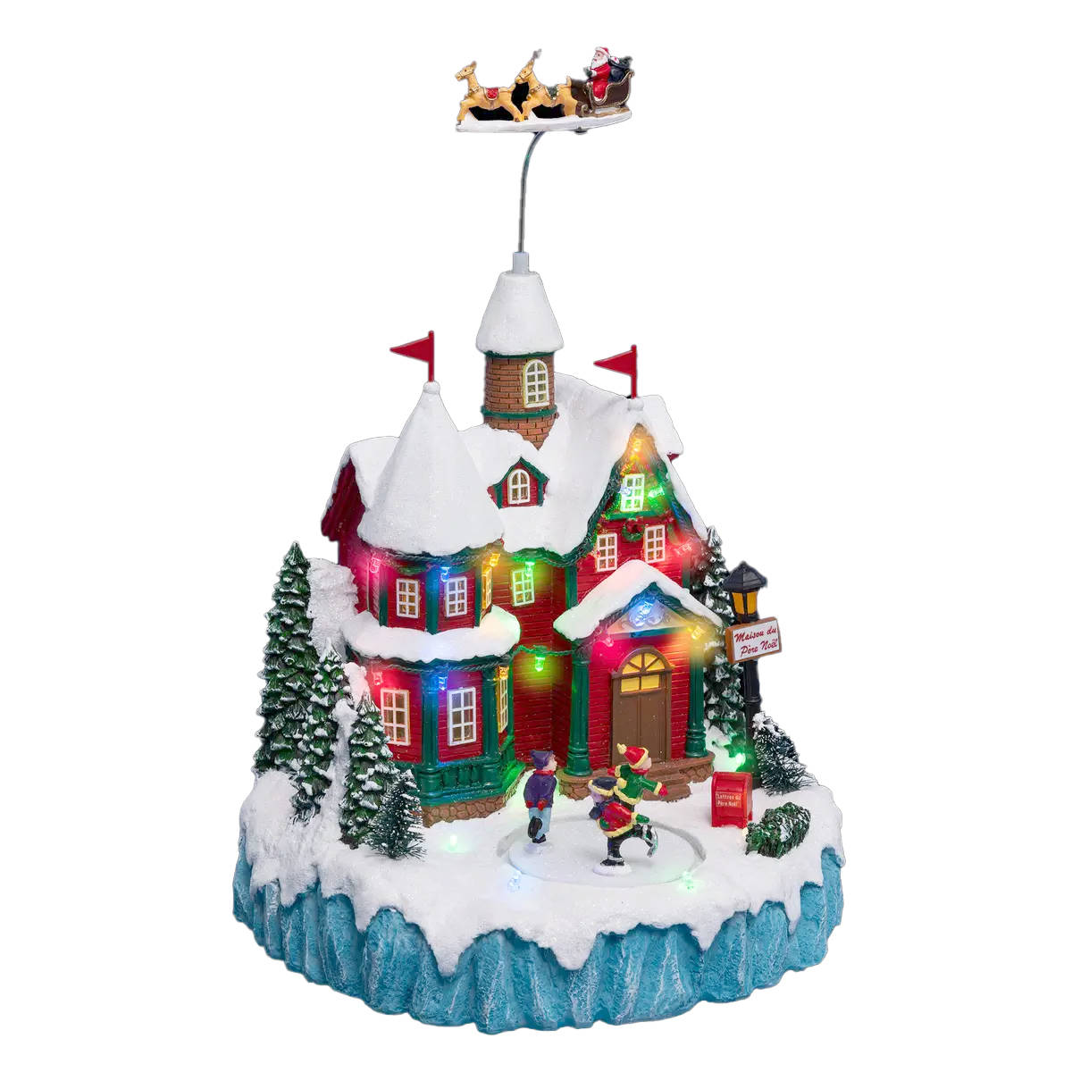 Fééric Lights and Christmas Vánoční vesnička, scéna s Mikulášova sídlem vícebarevná