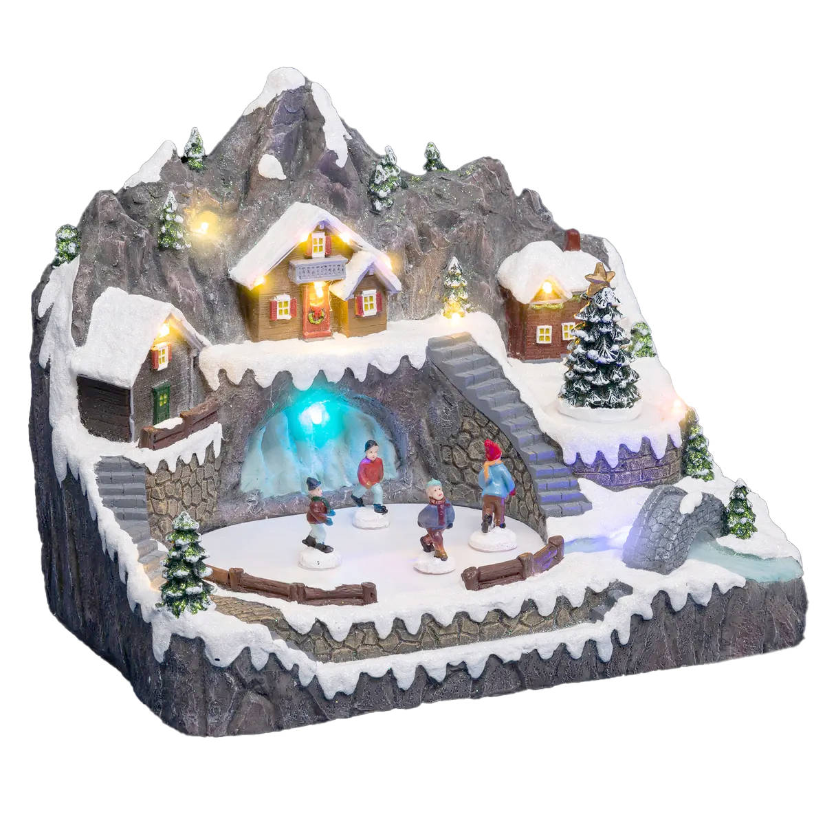 Fééric Lights and Christmas Vánoční vesnička, scéna s kluzištěm vícebarevná