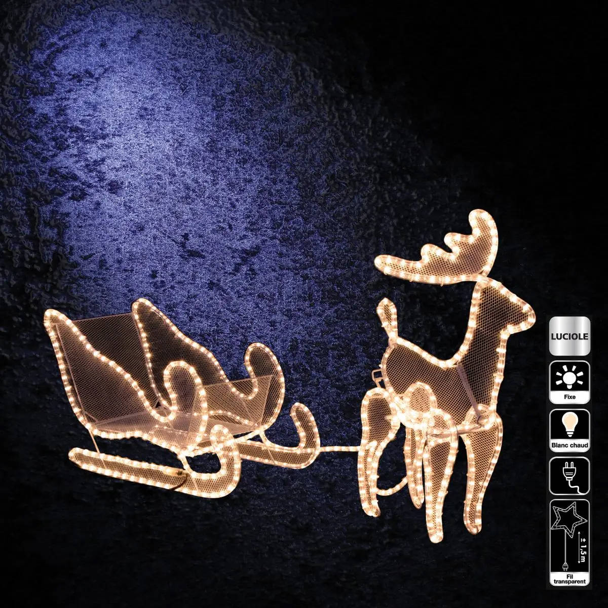 Fééric Lights and Christmas Vánoční sob 240 LED, světelná vnější dekorace žlutá