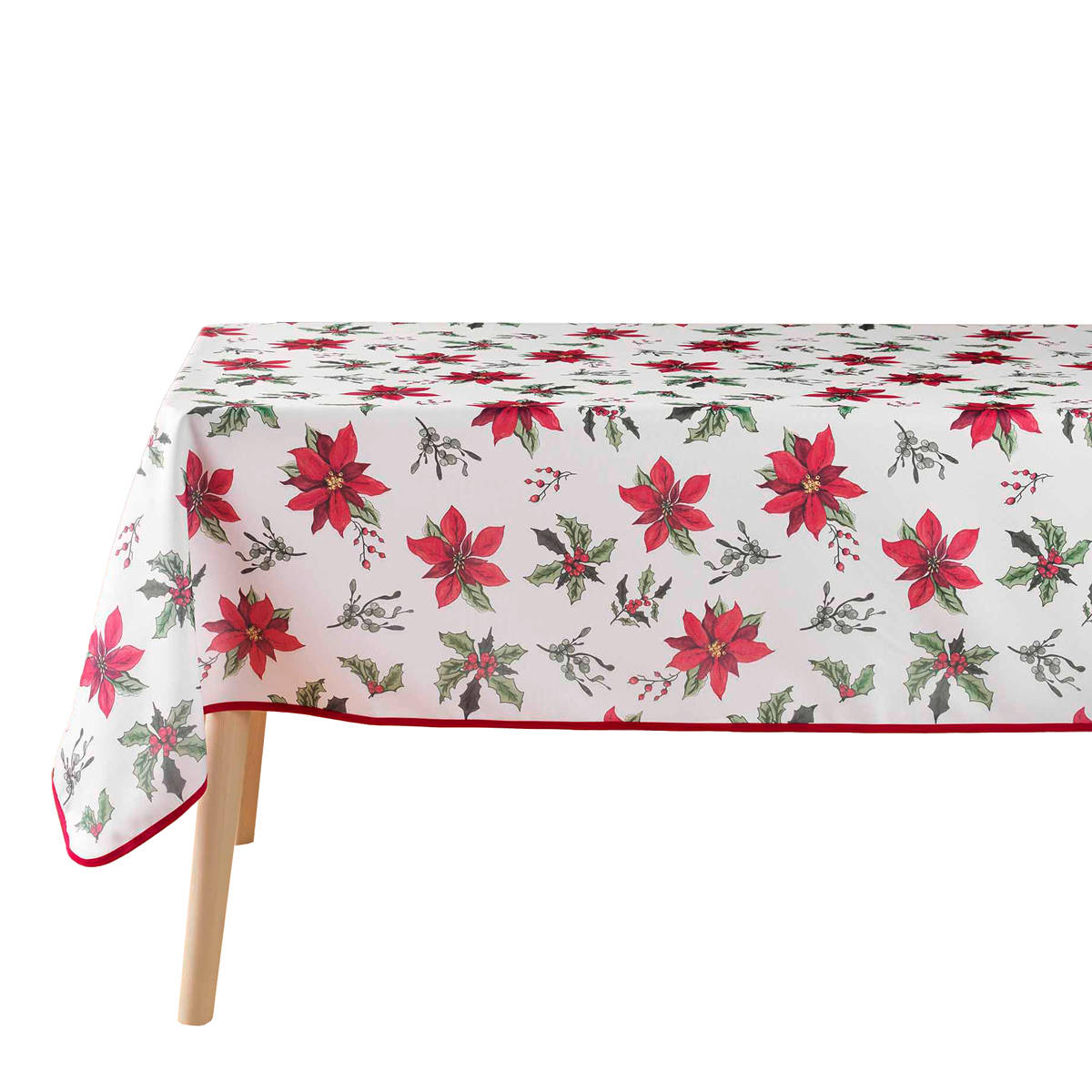 Douceur d'intérieur Vánoční ubrus AMARYLLIS s potiskem Betlémské hvězdy, 150 x 300 cm červená