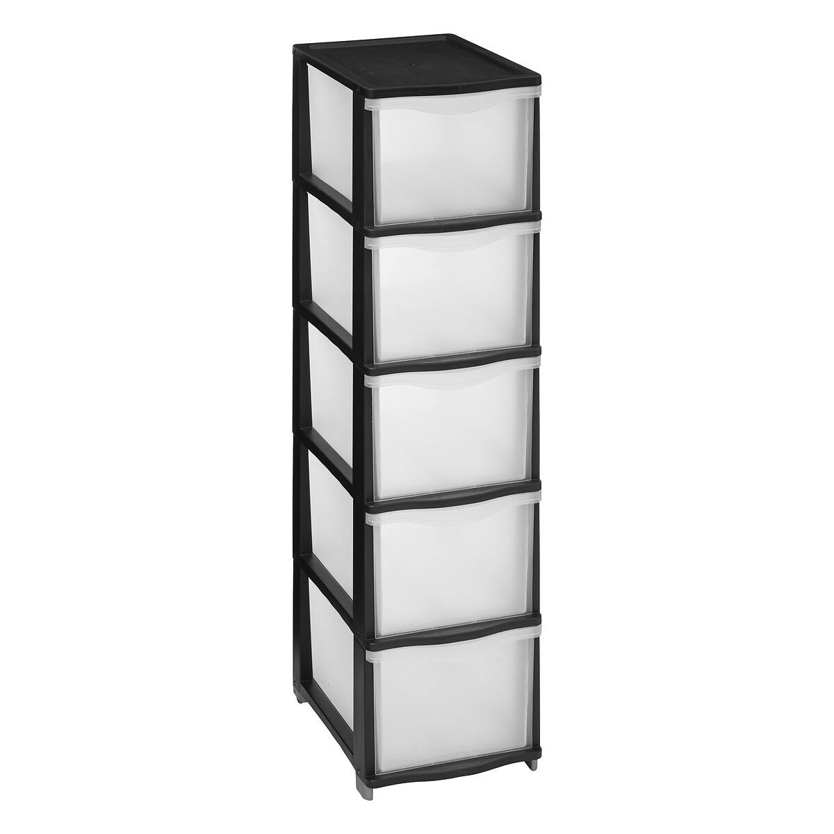 5five Simply Smart Vysoká plastová police se zásuvkami PLAS, výš, 102,4 cm černá