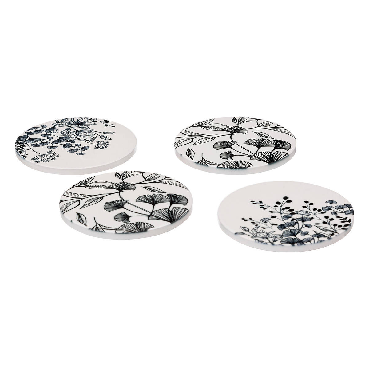 Secret de Gourmet Podložky pod šálek FLORAL, Ø 10 cm černá
