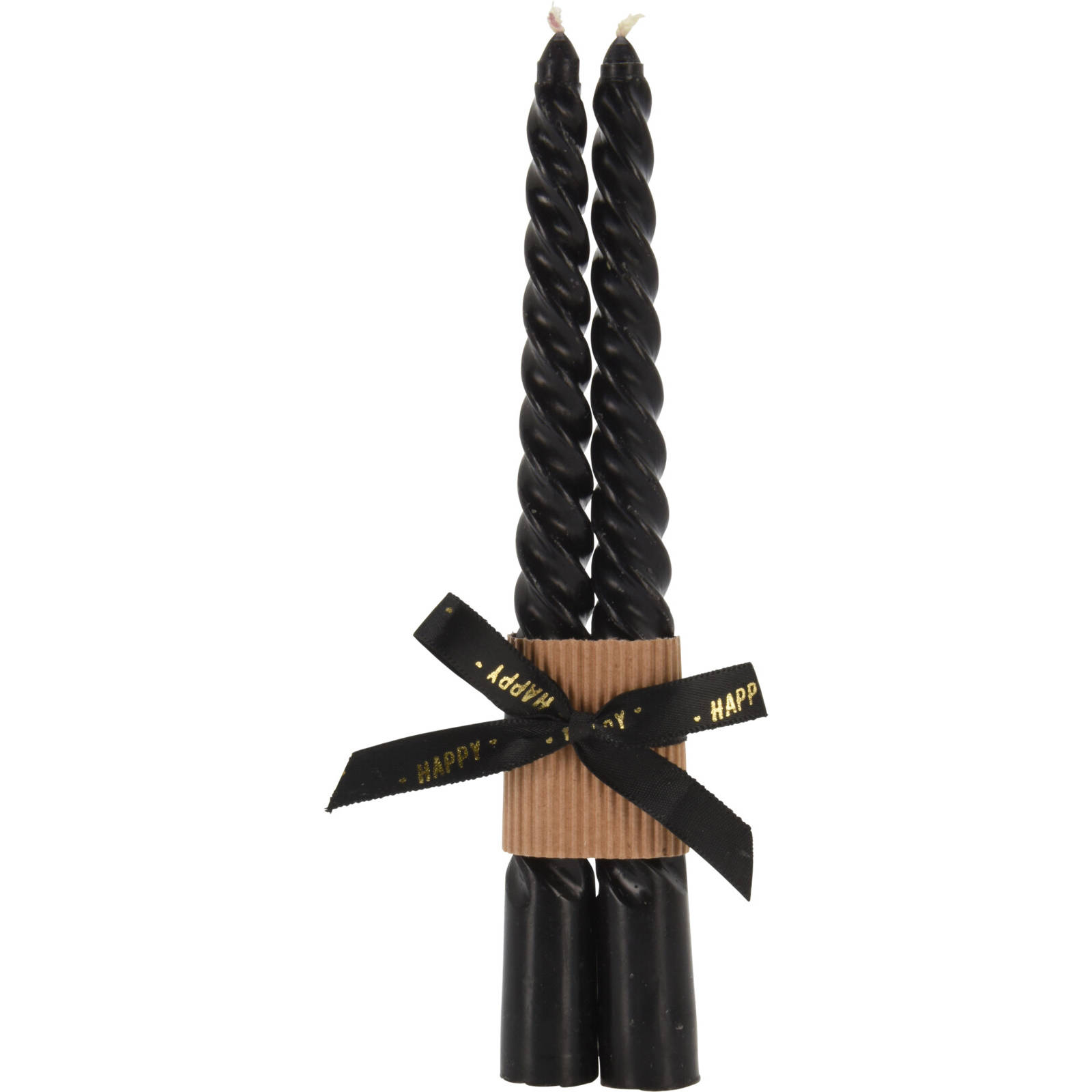 Home Styling Collection Sada 2 kuželových svíček TWISTED, 20 cm, černé černá