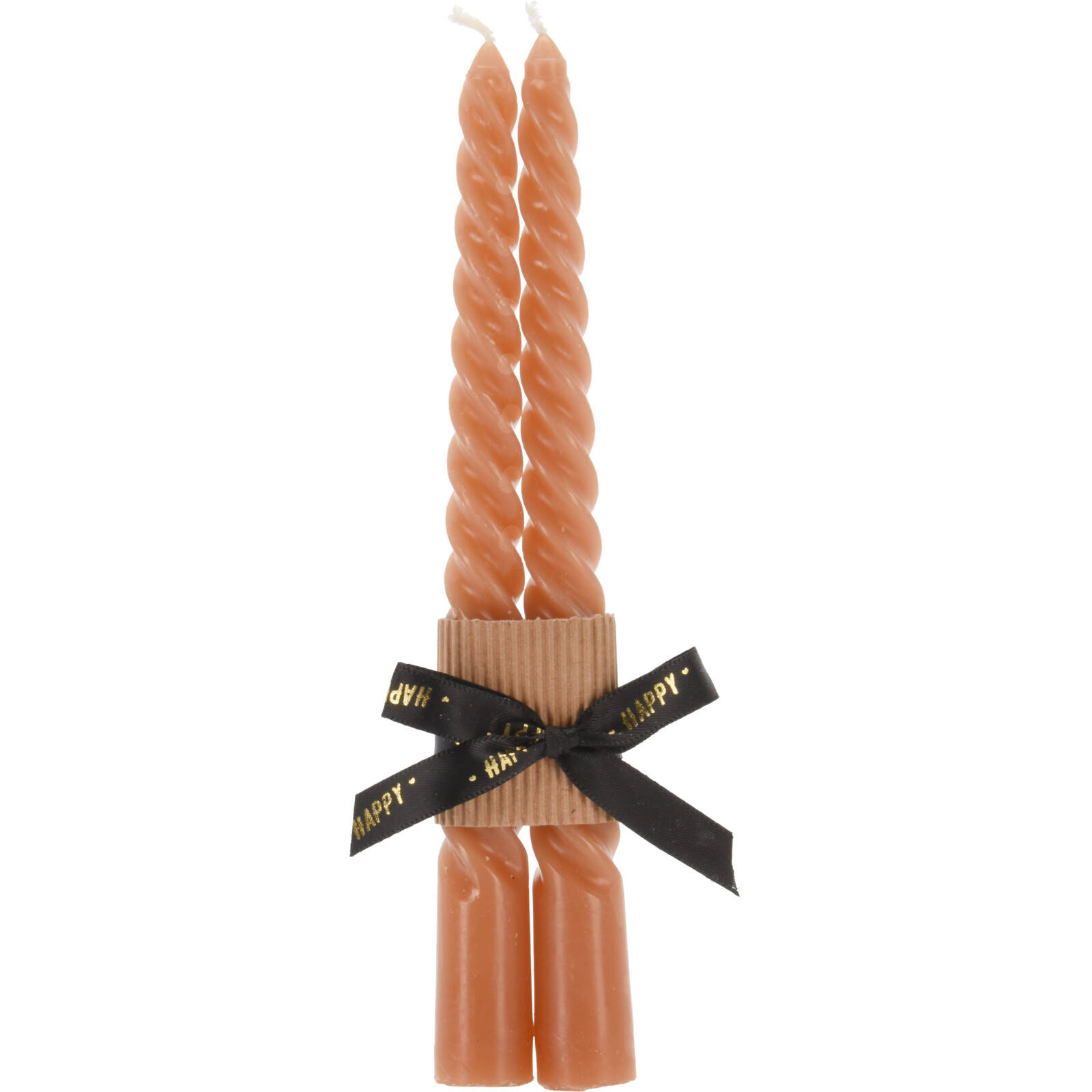 Home Styling Collection Sada 2 kuželových svíček TWISTED, 20 cm, hnědé hnědá