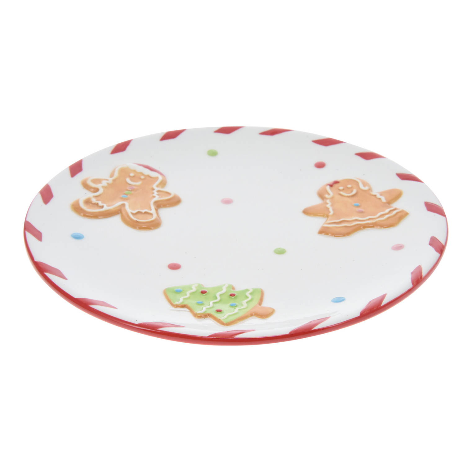 Home Styling Collection Vánoční talíř, 22 cm, GINGERBREAD bílá