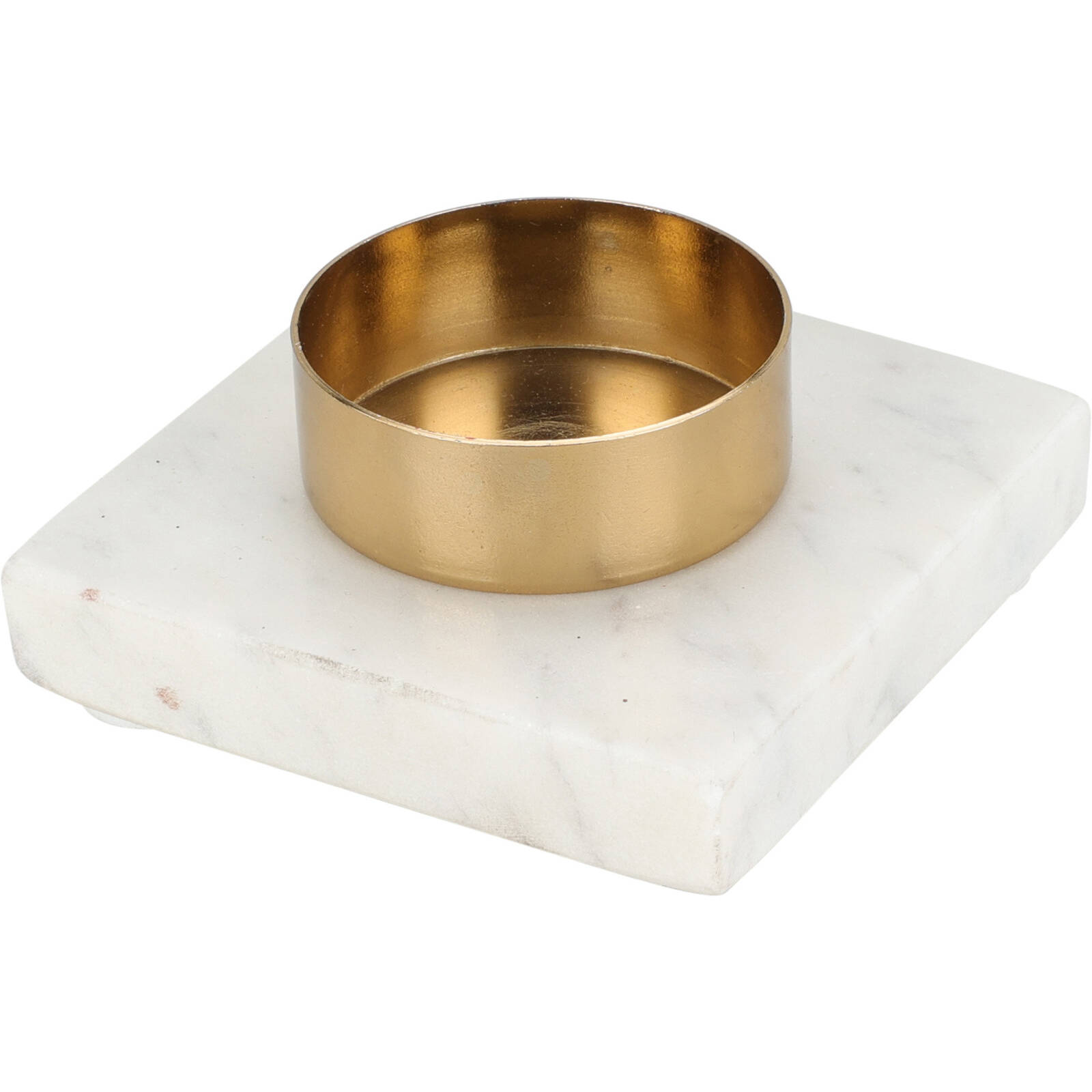 Home Styling Collection Svícen na tealight , mramorový tácek, 7 cm bílá