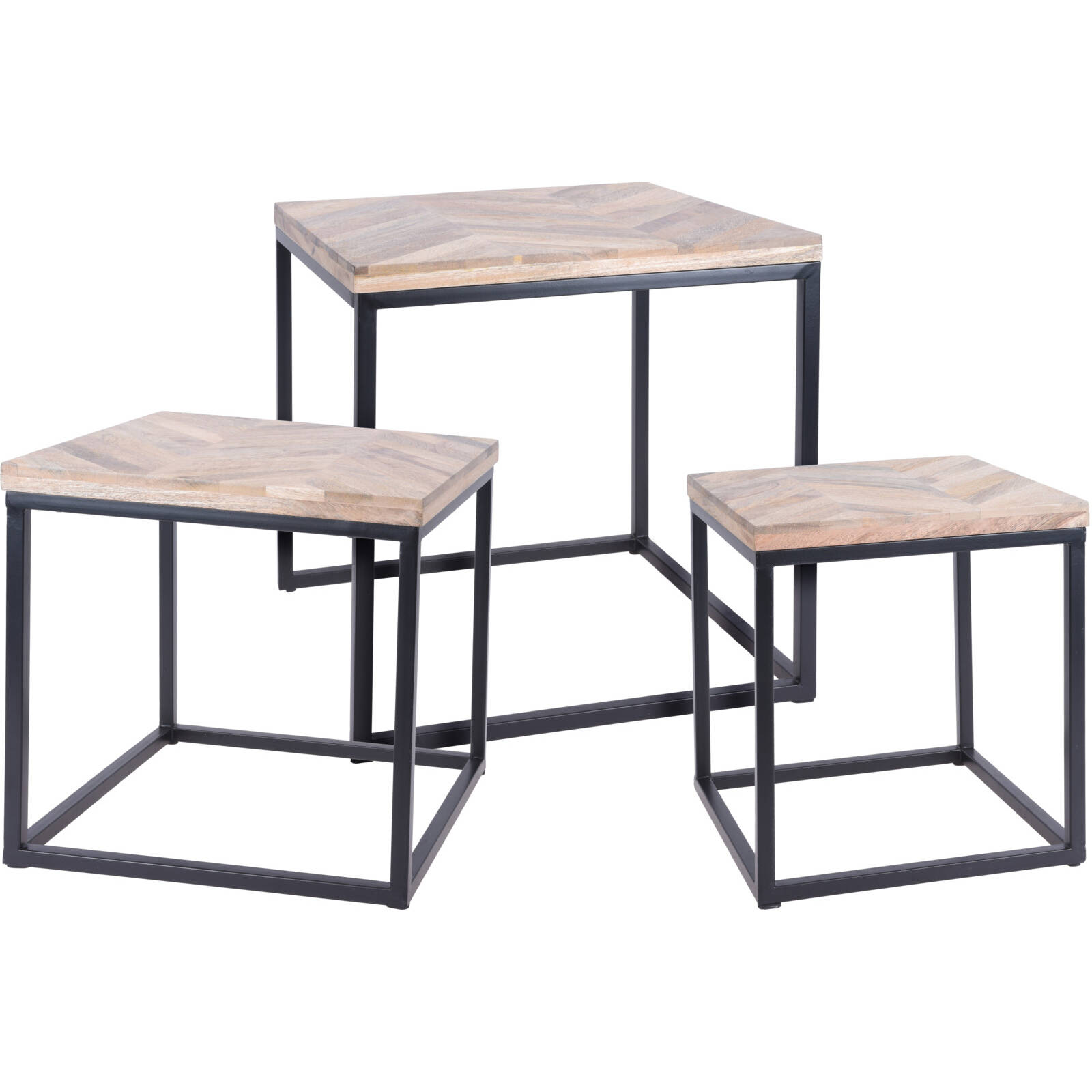 H&S Collection 3Dílná Sada Odkládacích Stolků Teakové Dřevo
