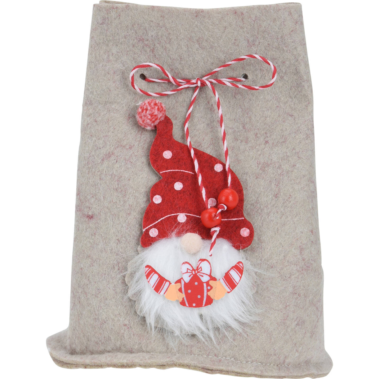 Home Styling Collection Vánoční pytel na dárky se skřítkem, 12 x 14,5 cm béžová