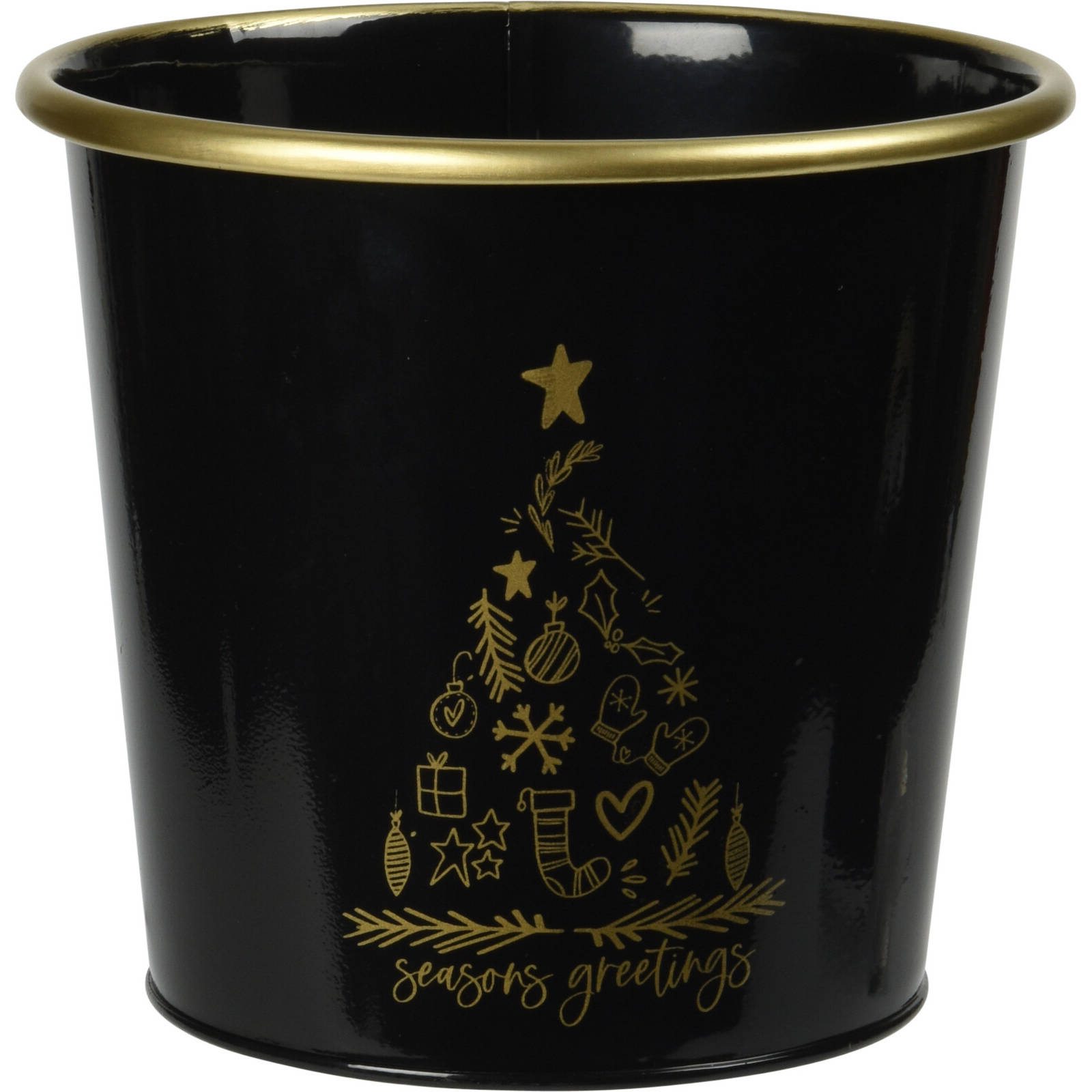 Home Styling Collection Kovový vánoční kbelík, černý, 10 x 11 cm černá