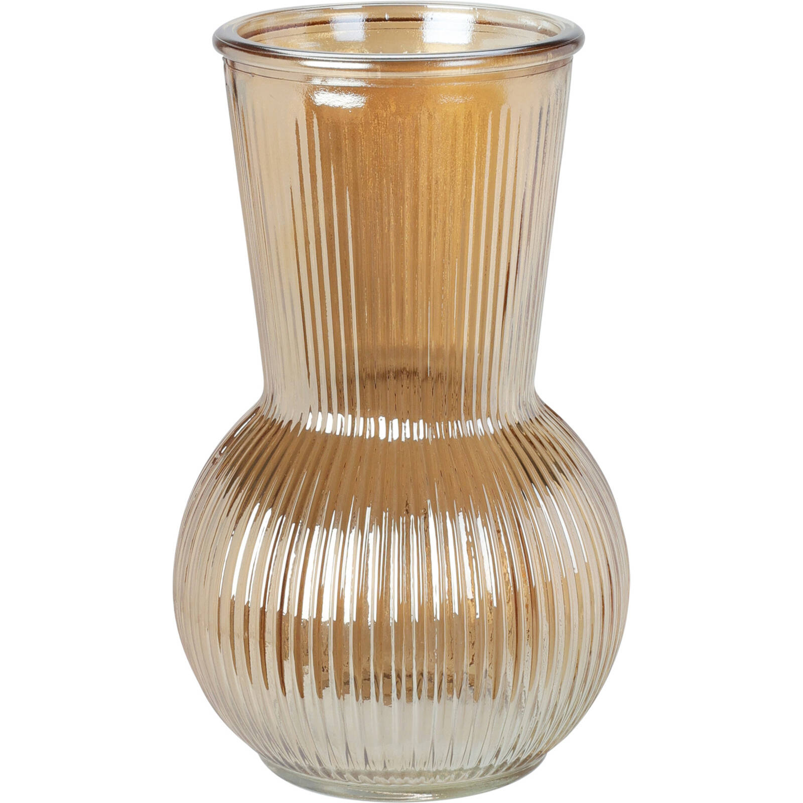 Home Styling Collection Váza ze žebrovaného skla, 20 cm žlutá